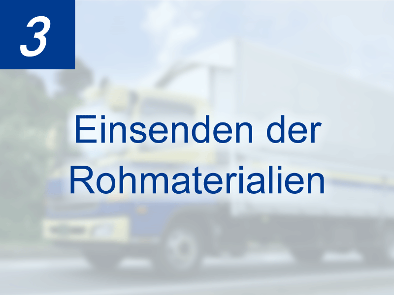 Einsenden der Rohmaterialien
