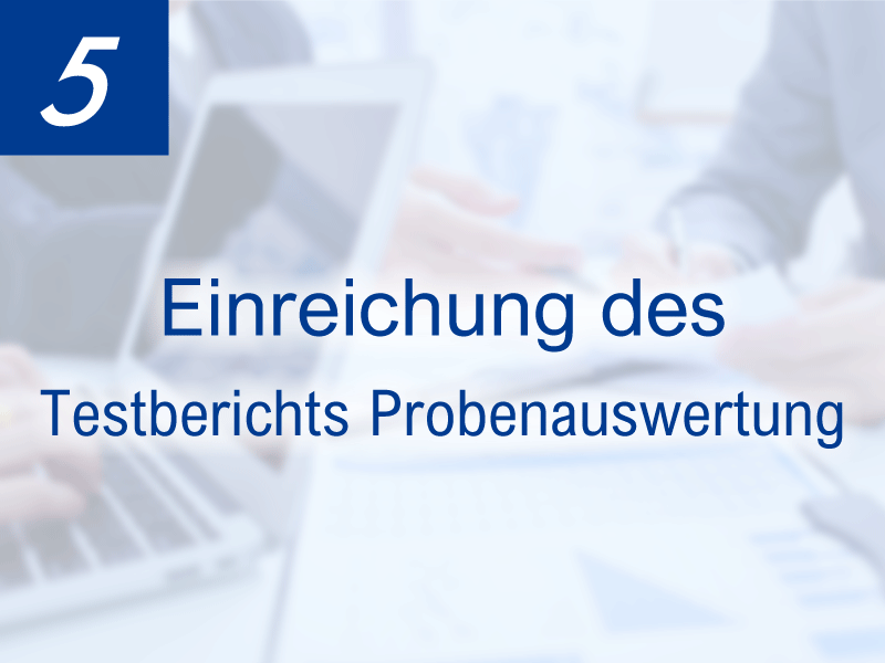 Einreichung des Testberichts
Probenauswertung
